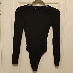 Zara Black Ribbed Bodysuit